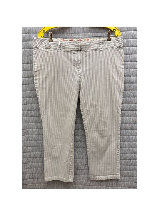 Boden Pants - Boden Cropped Pants Women's UK 16 / US 12 Gray White Stripe Straight Leg Office